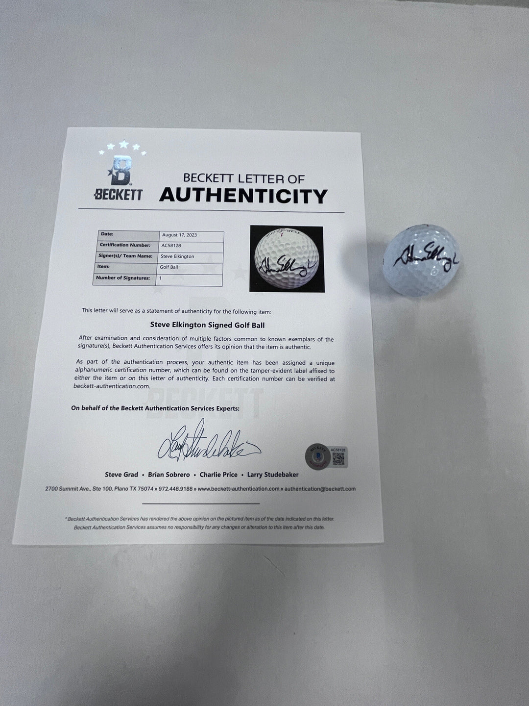 Steve Elkington Autographed Signed Golf Ball PGA W/Cube Beckett LOA