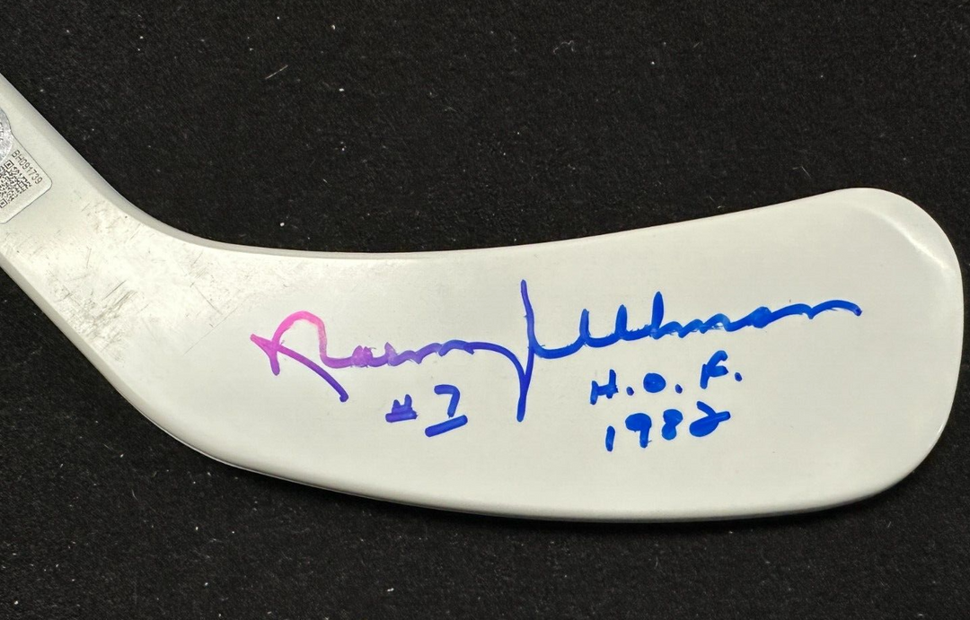 Norm Ullman Autographed Mini Hockey Stick W/ HOF 1982 Insc Maple Leafs