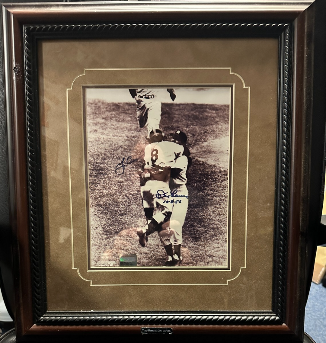 Yogi Berra & Don Larsen Autographed 1956 World Series 8x10 Photo Framed Yankees
