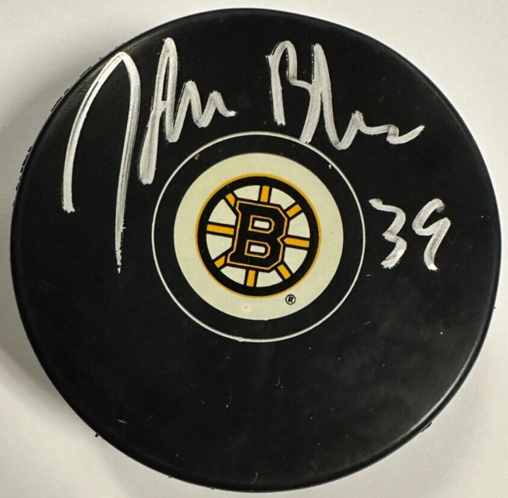 John Blue Autographed Boston Bruins Hockey Puck NHL