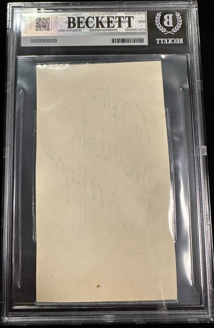 Keith Magnuson Autographed 3x5 Index Card BAS Black Hawks Encapsulated