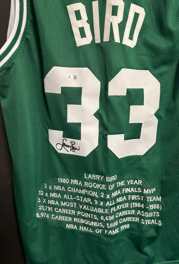 Larry Bird Autographed Custom Boston Celtics Career Stats Jersey BAS