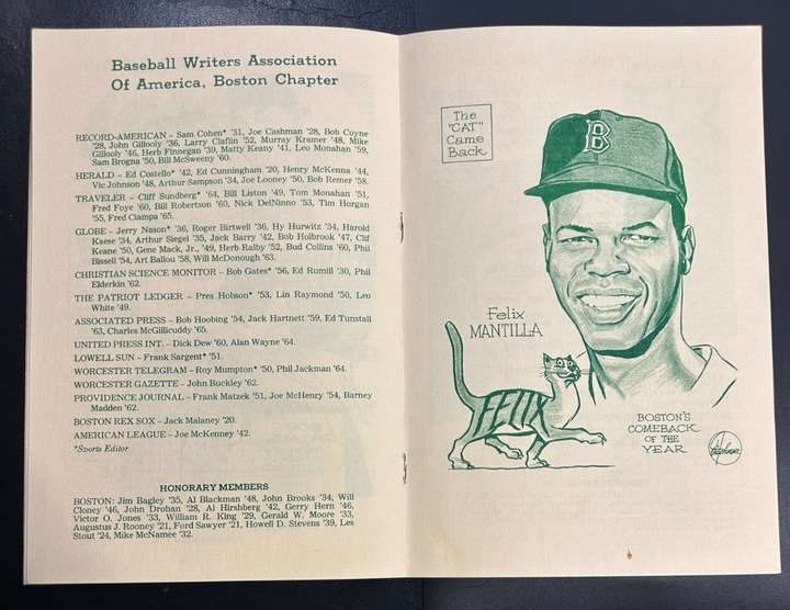 Jan 28, 1965 26th Annual Baseball Writers Association America Dinner Program