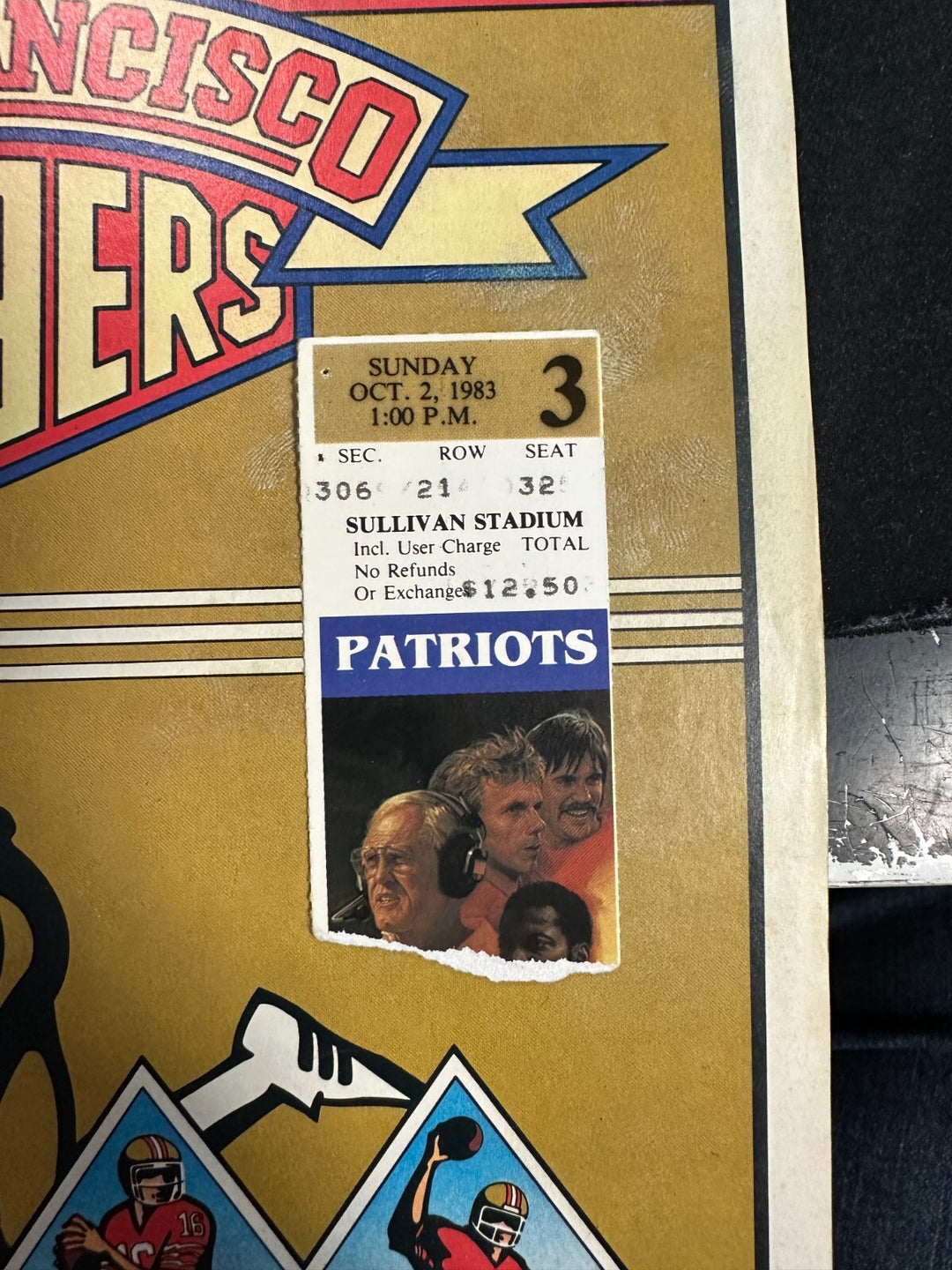 10/2/1983 New England Patriots & San Francisco 49ers Program Ticket 33-13 SF