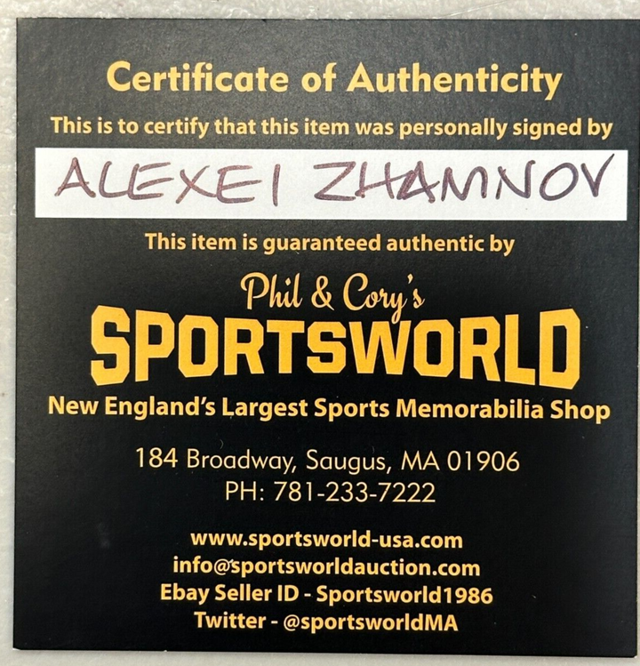 Alexei Zhamnov Autographed Boston Bruins Hockey Puck NHL