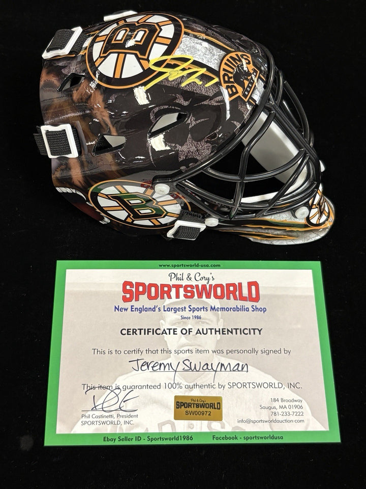 Jeremy Swayman Signed Mini Helmet Sportsworld COA