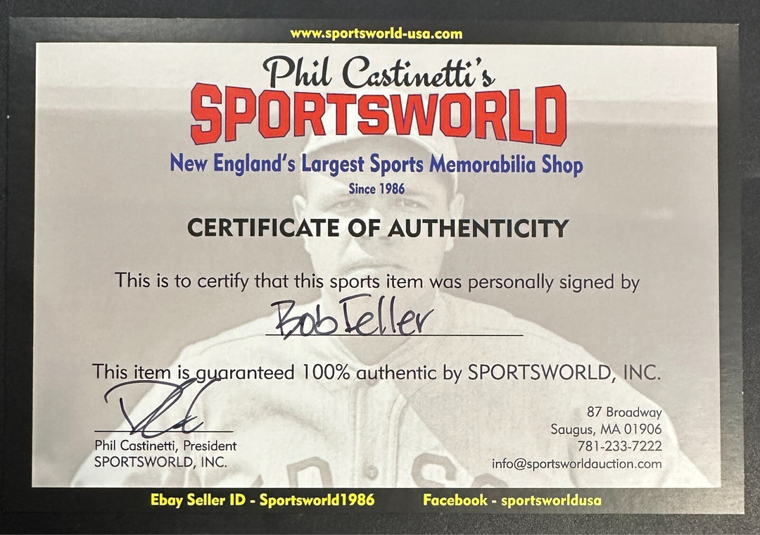 Bob Feller Autographed MLB Hall Of Fame Postcard Indians