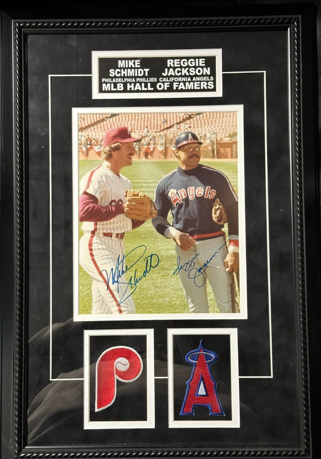 Reggie Jackson & Mike Schmidt Autographed 8x10 Photo Framed BAS HOF