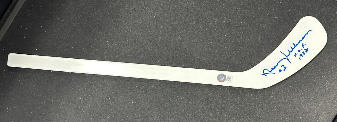 Norm Ullman Autographed Mini Hockey Stick W/ HOF 1982 Insc Maple Leafs