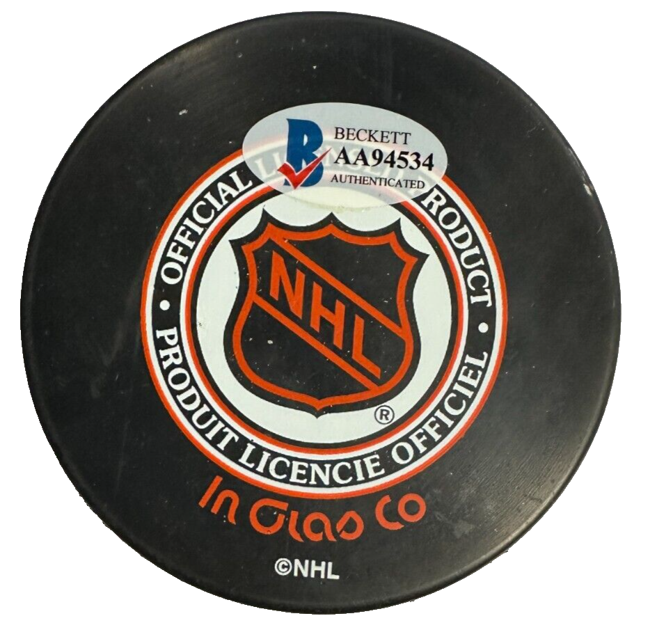 Ed Johnston Autographed Boston Bruins Hockey Puck BAS