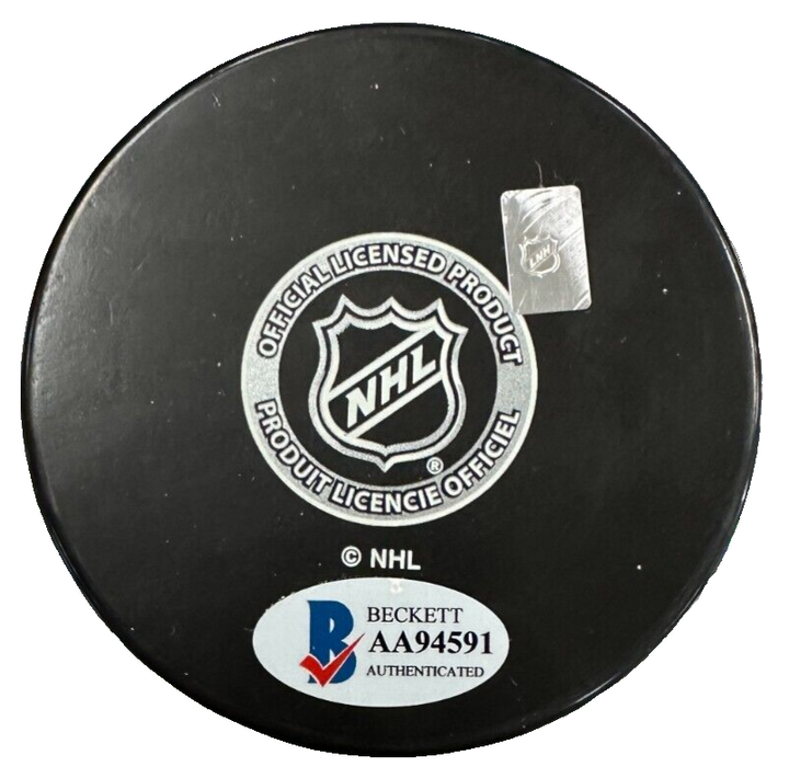 Rene Rancourt Autographed Boston Bruins Hockey Puck BAS W/ 1976-2018 Insc