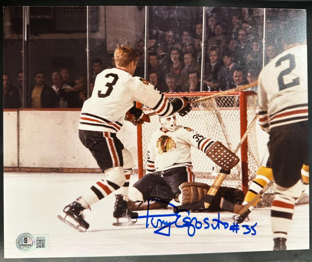 Tony Esposito Autographed Chicago Black Hawks 8x10 Photo HOF BAS