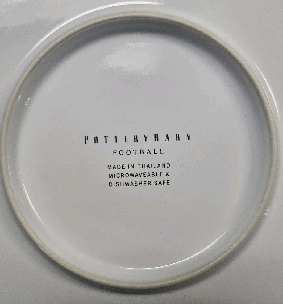 4 Pottery Barn 9.25” Retro Football Lunch Snack Plates Man Cave Plate Sports