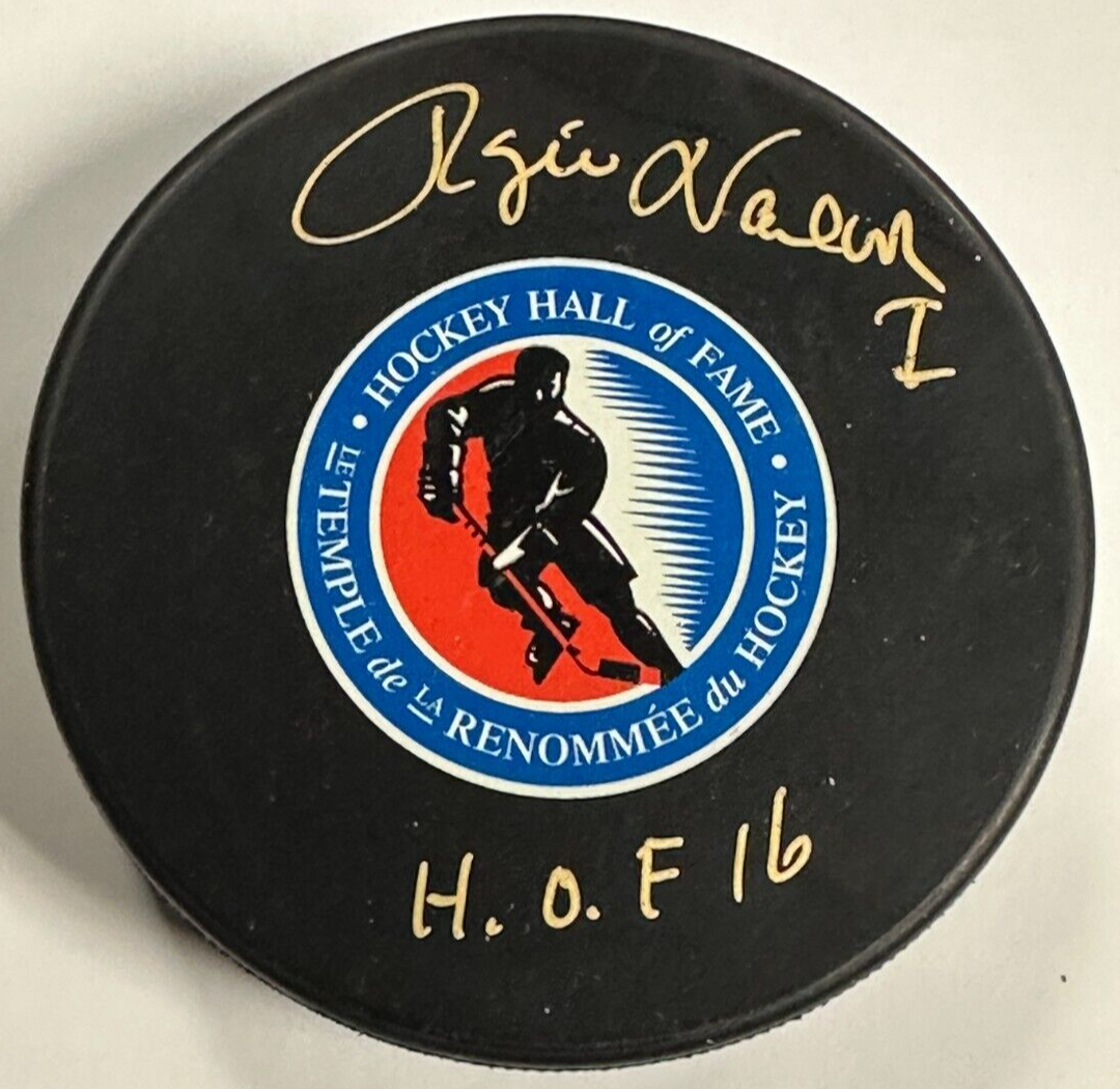 Rogie Vachon Autographed Hockey Hall of Fame Puck W/ HOF 16 BAS