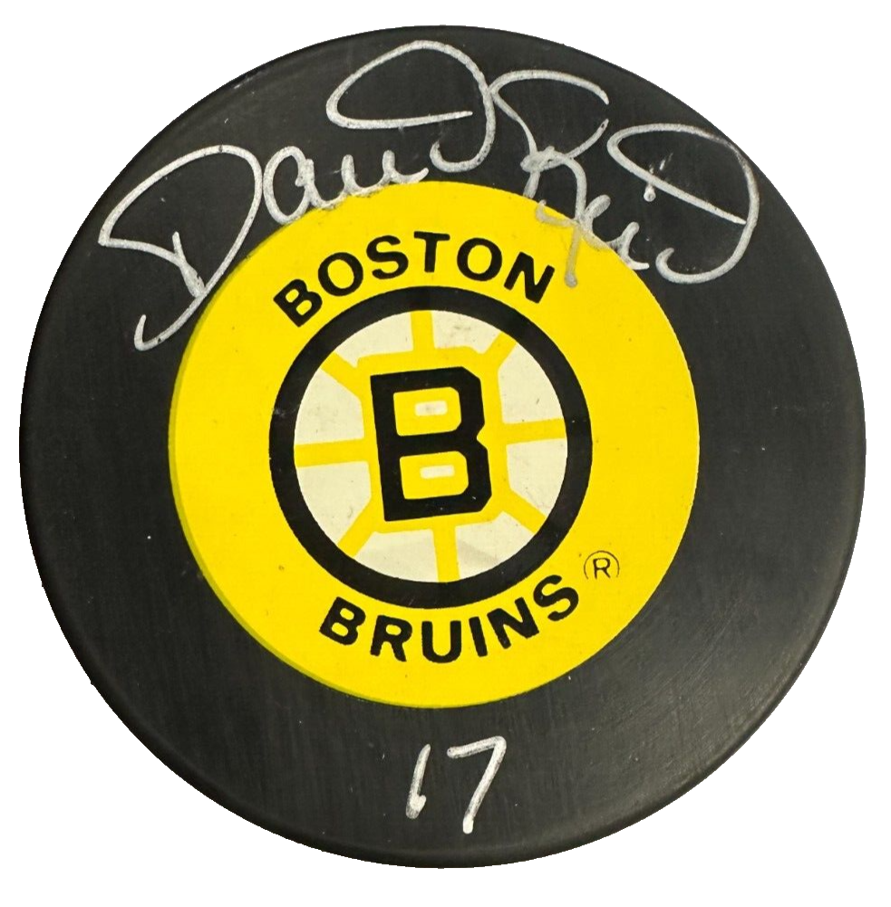 Dave Reid Autographed Boston Bruins Hockey Puck NHL