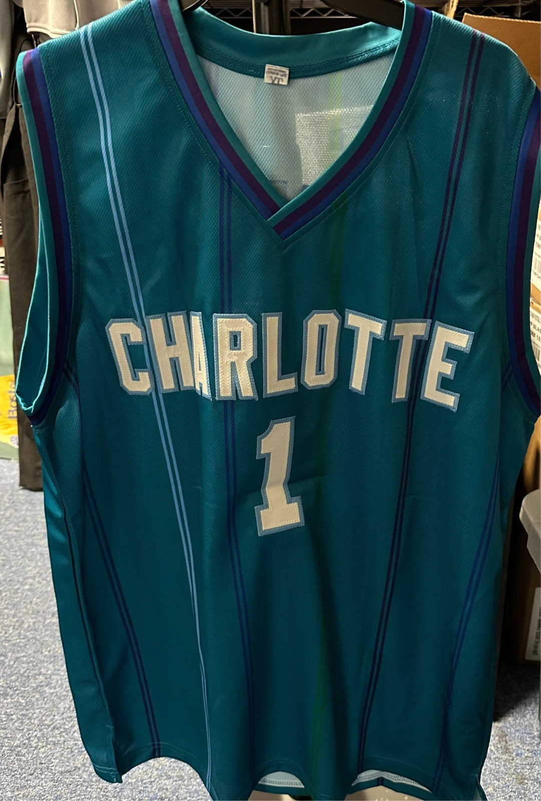 Baron Davis Autographed Charlotte Hornets Replica Jersey BAS