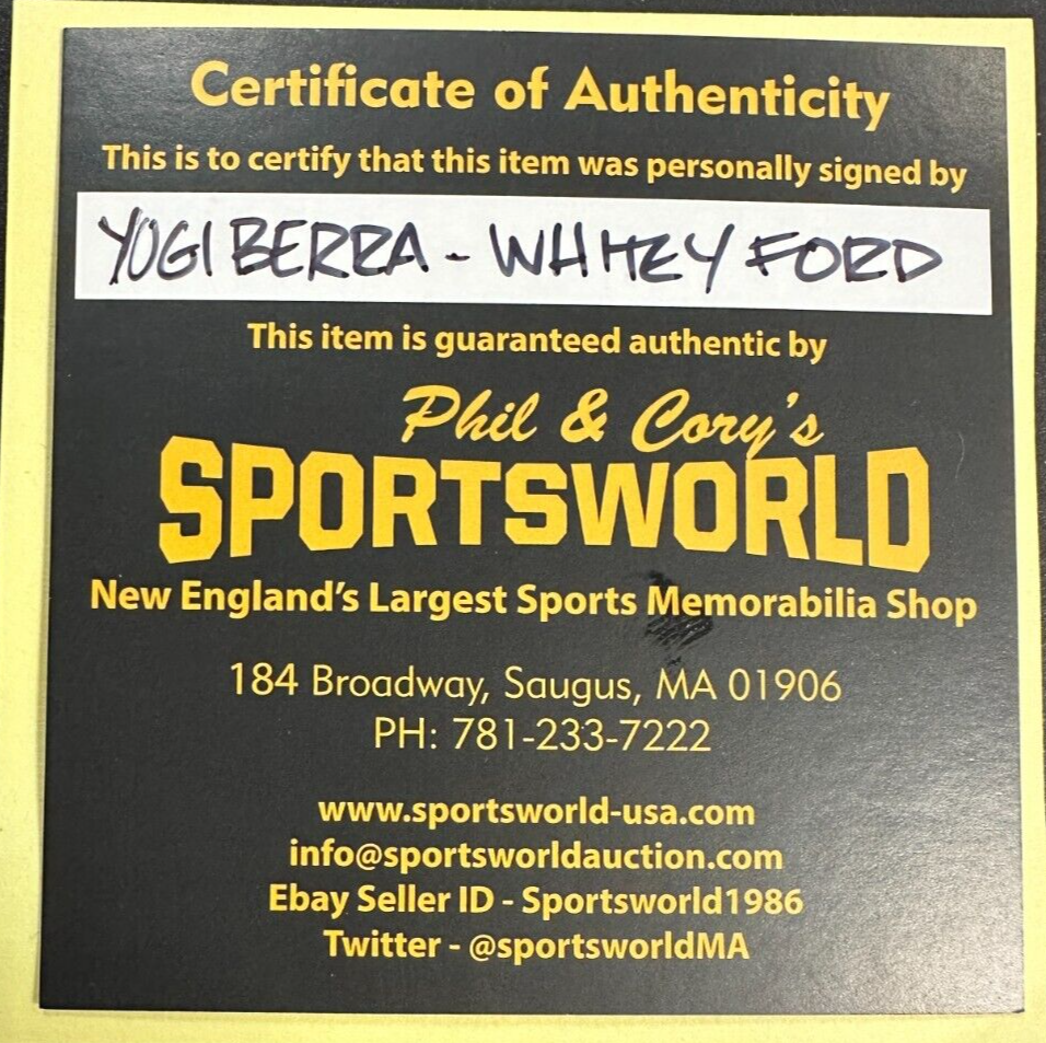Yogi Berra & Whitey Ford Autographed American League Baseball HOF Yankees