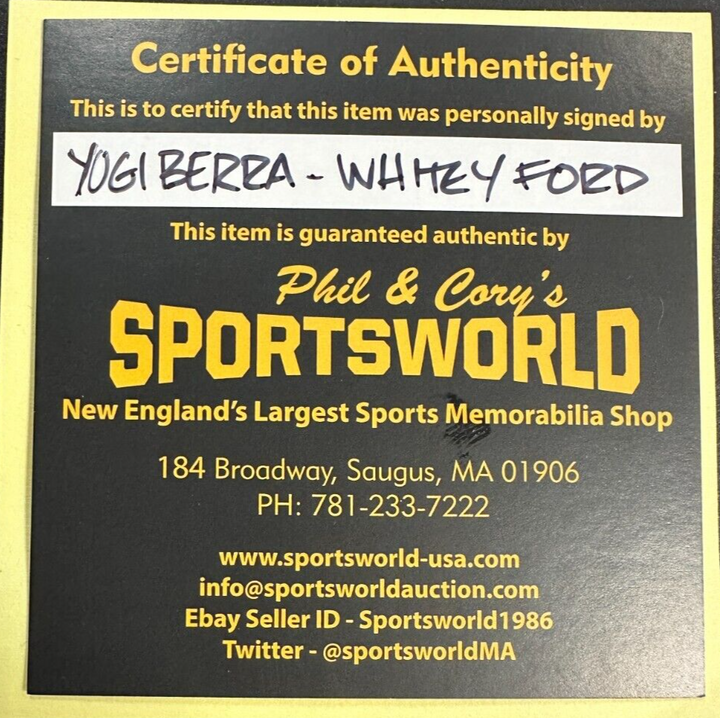 Yogi Berra & Whitey Ford Autographed American League Baseball HOF Yankees
