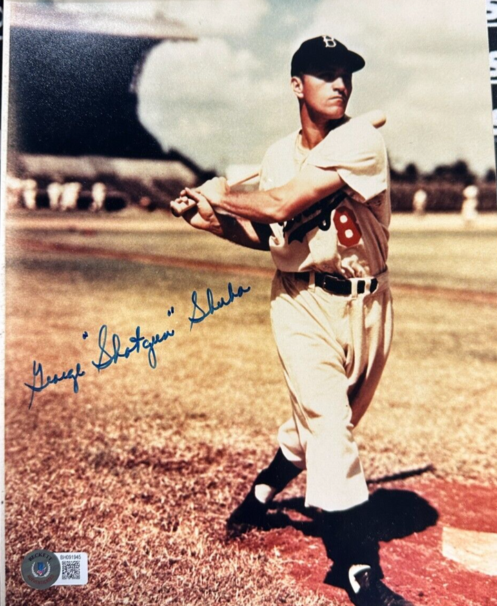 George "Shotgun" Shuba Autographed Brooklyn Dodgers 8x10 Photo BAS