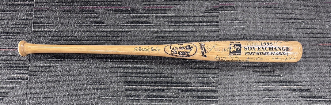 1995 Sox Exchange Fantasy Camp Signed Baseball Bat Johnny Pesky Gary Bell Etc.