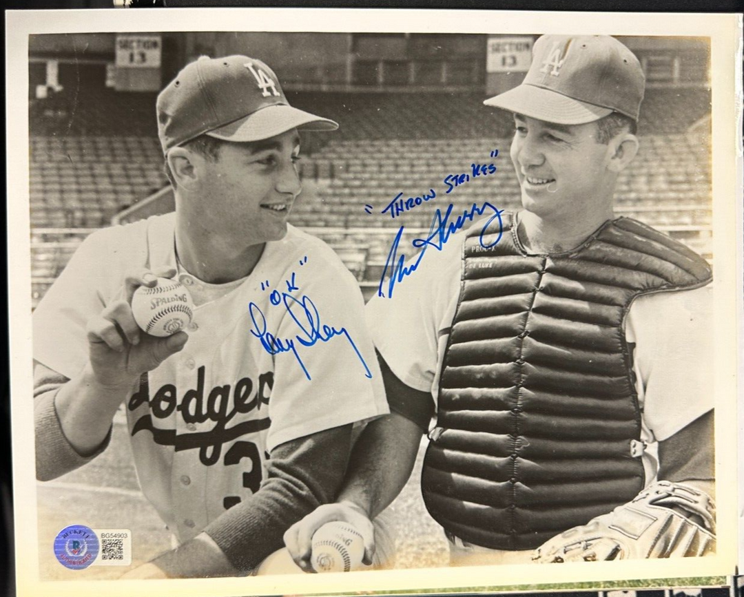 Larry & Norm Sherry Autographed 8x10 Photo W/ Inscriptions Dodgers BAS