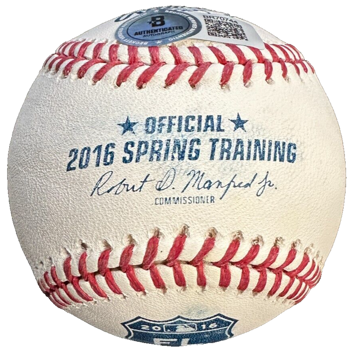 Dustin Pedroia Autographed Official 2016 Spring Training Baseball BAS Red Sox