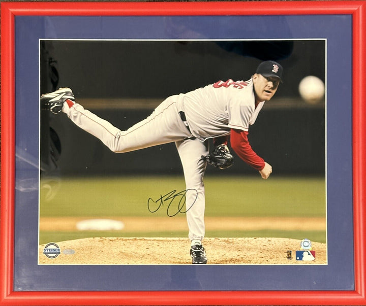 Framed Curt Schilling Autographed 16x20 Photo Red Sox Steiner