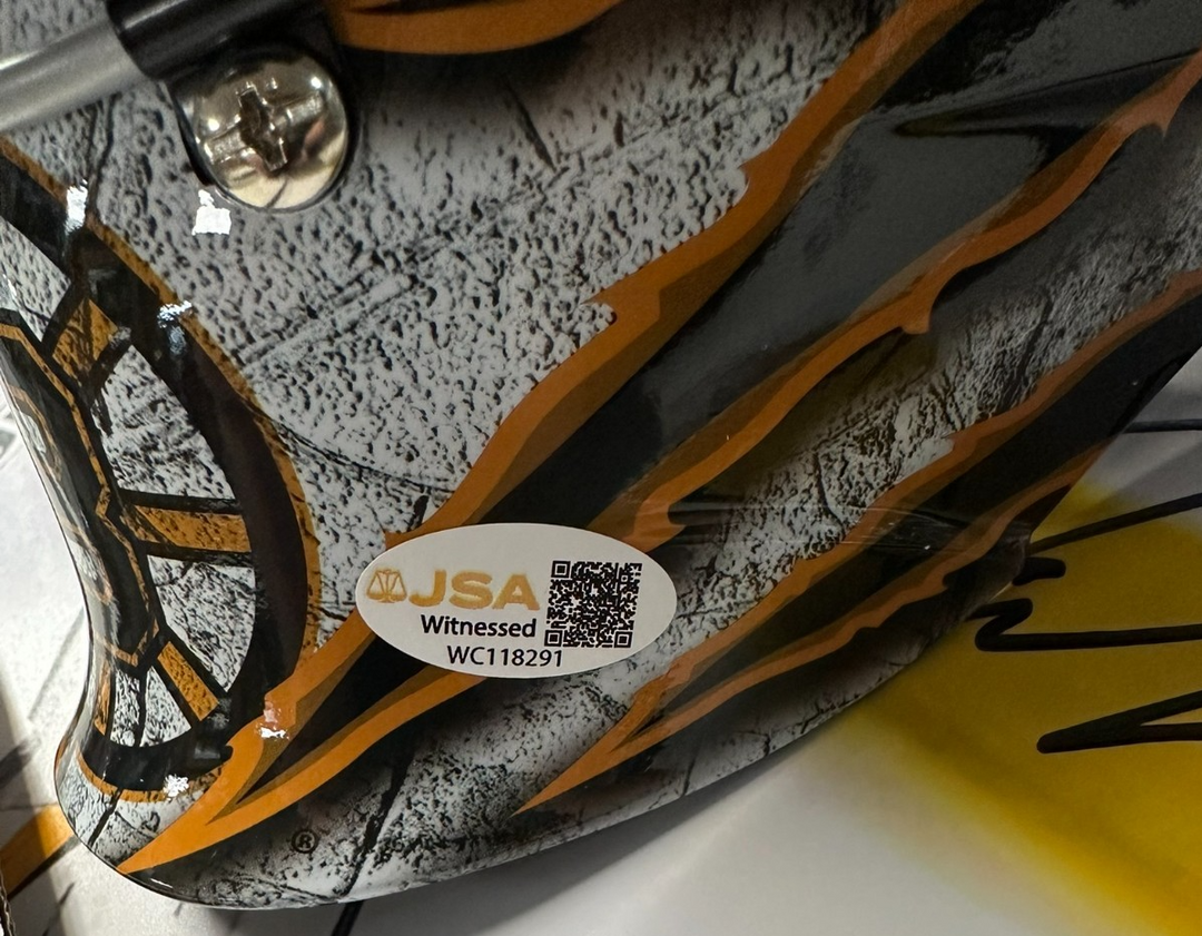 Jeremy Swayman Autographed Boston Bruins Full Size Goalie Mask NHL JSA