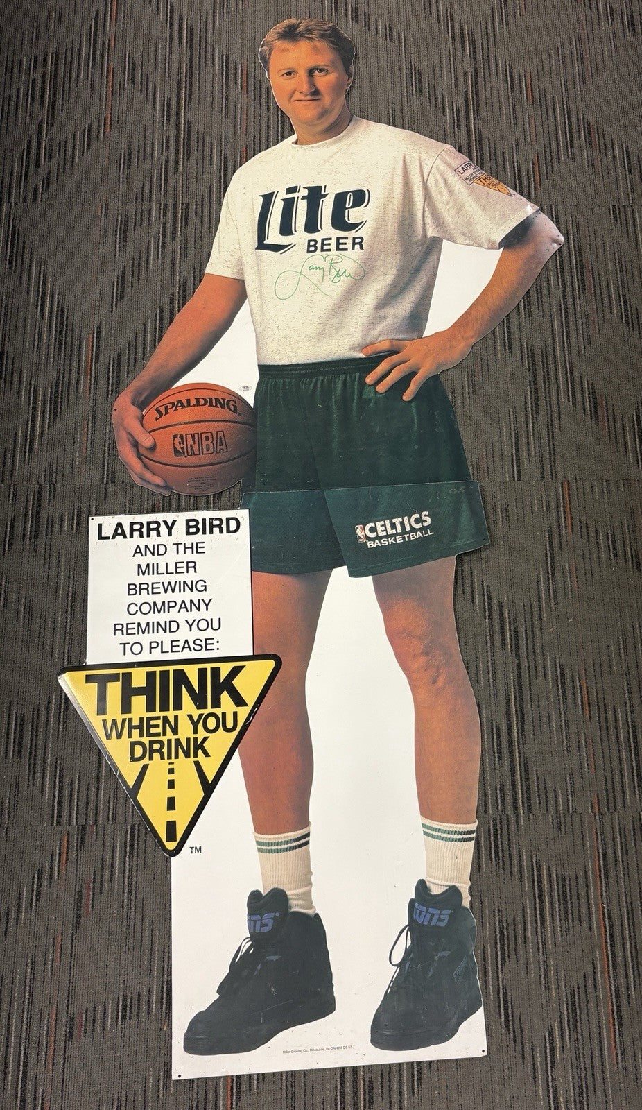 Vintage Signed Boston Celtics 1992 Larry Bird Miller Lite Metal Beer Display PSA