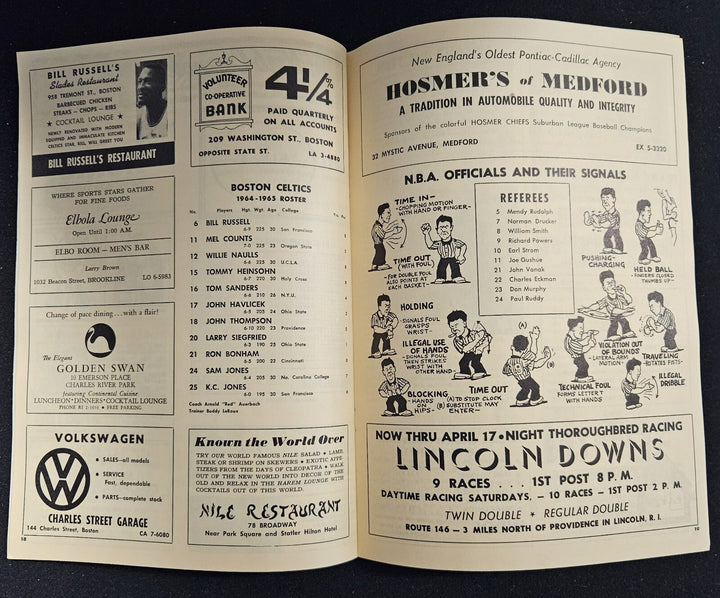 1965 Eastern Divison Finals Boston Celtics vs. Philadelphia 76ers Game 1 Program