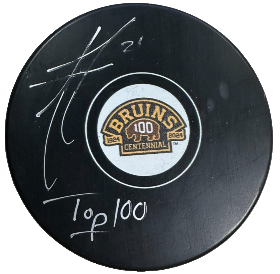 Andrew Ference Autographed Boston Bruins 100th Centennial Hockey Puck NHL JSA