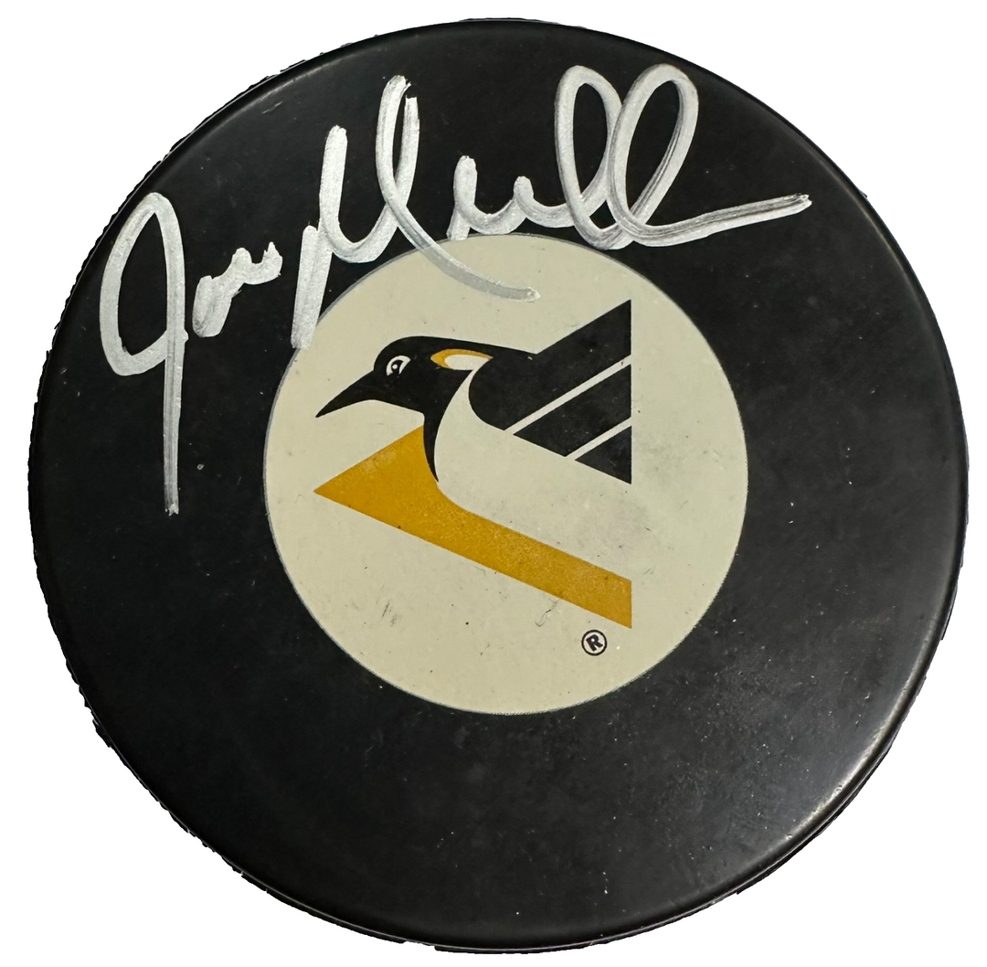 Joey Mullen Autographed Pittsburgh Penguins Hockey Puck PSA HOF NHL