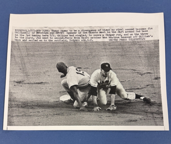 1957 Jim Gillian Daryl Spencer Original 6x9 Newspaper Wire Photo Dodgers Giants