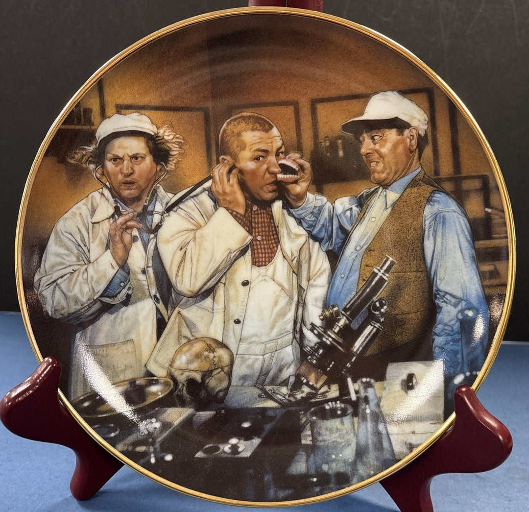 The Three Stooges Dr Fine Collectible Vintage Porcelain Plate Franklin Mint
