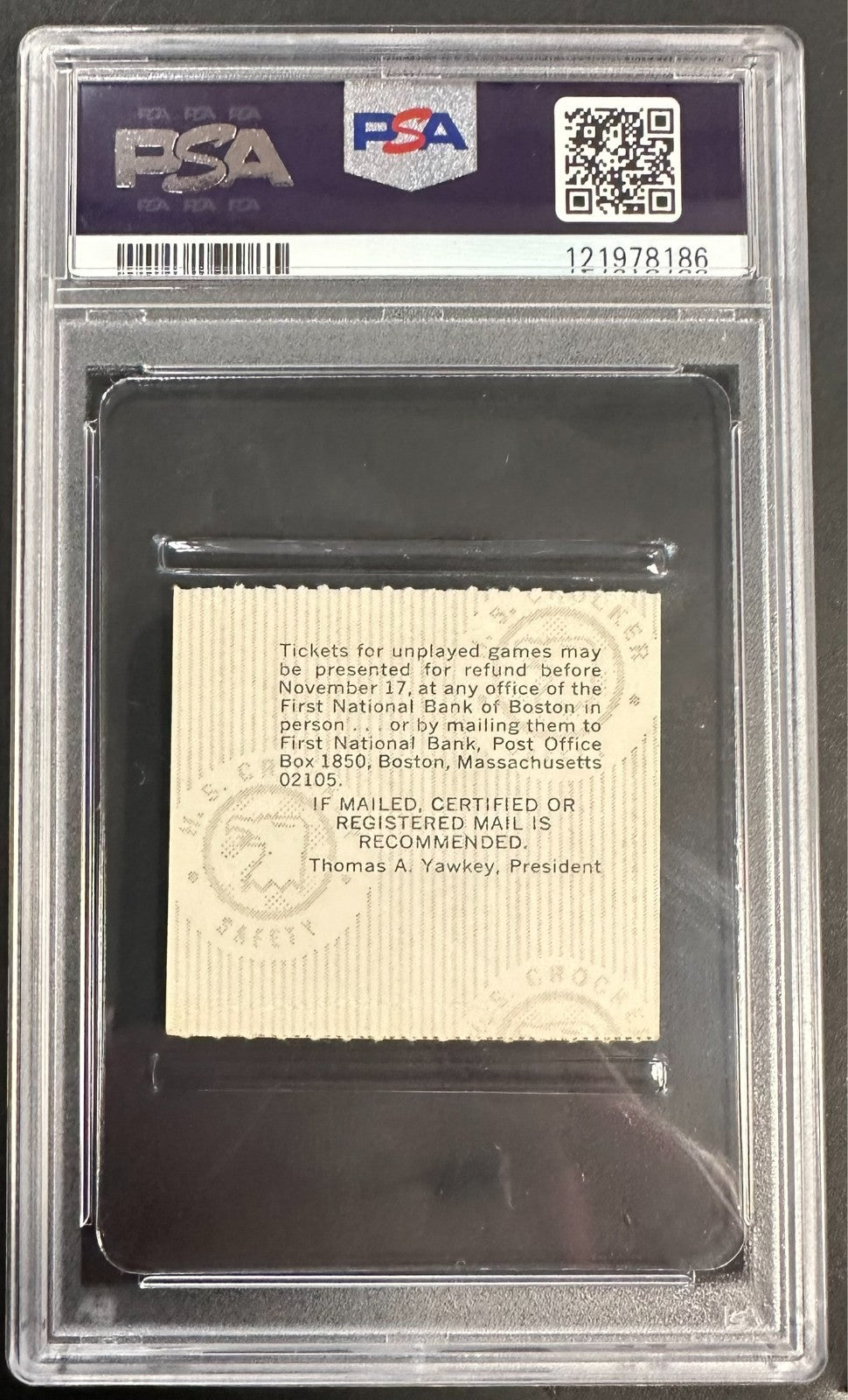 Carlton Fisk Autographed 1975 World Series Game 6 Ticket Stub PSA 6 W/ 10 Auto