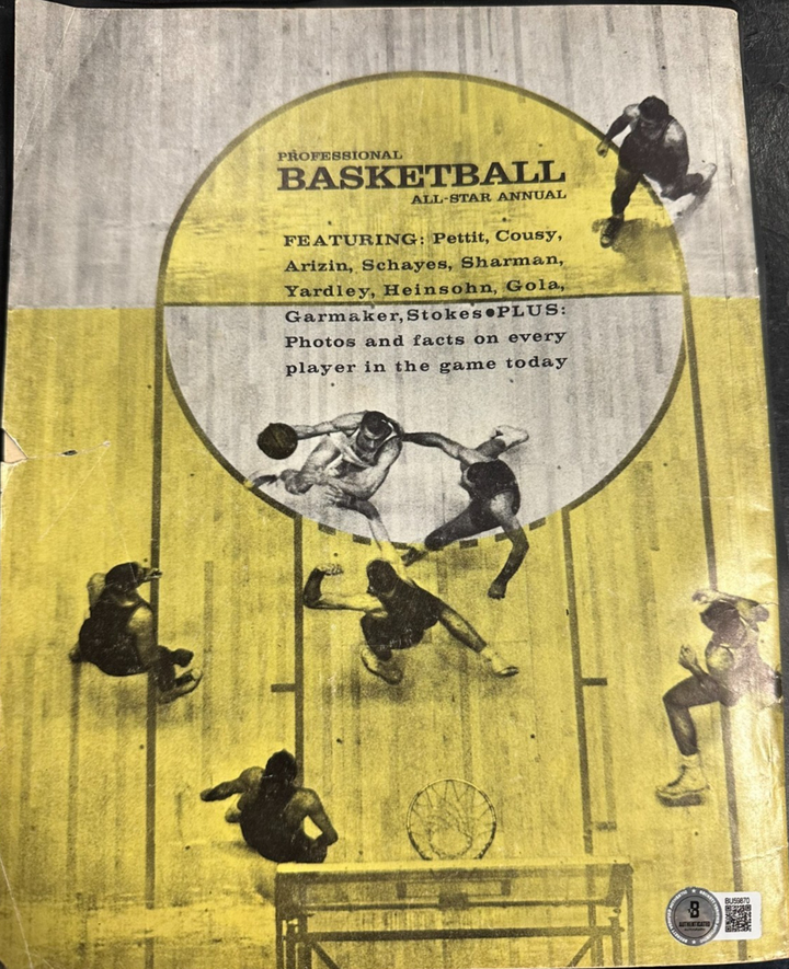 Bob Cousy Autographed 1957 Professional Basketball All-Star Annual Magazine BAS