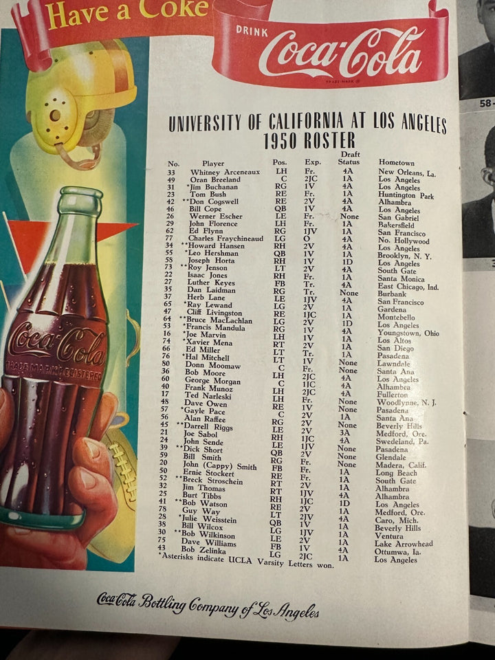 Sep 23, 1950 Oregon Ducks Vs UCLA Bruins Football Program 28-0 Bruins
