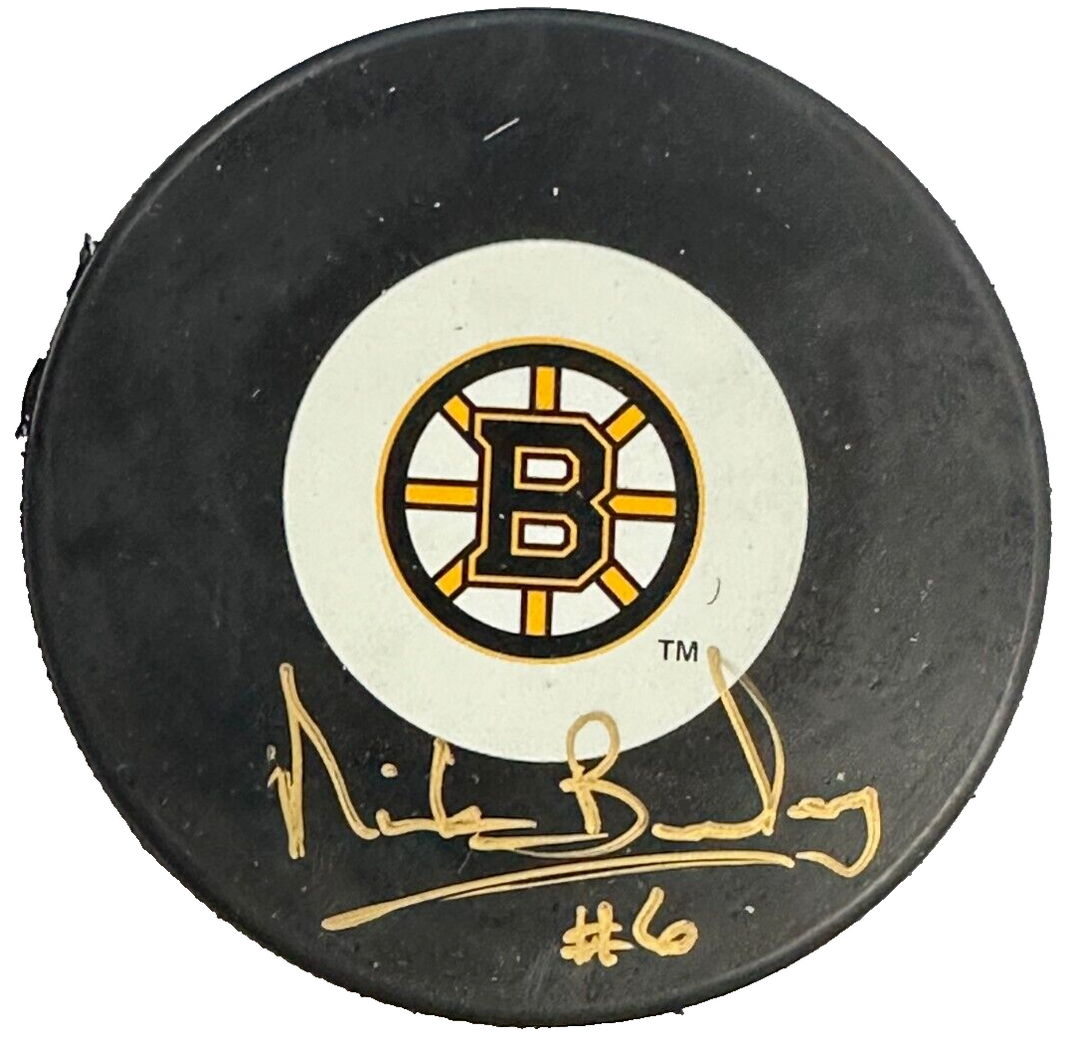 Nick Beverly Autographed Boston Bruins Hockey Puck BAS