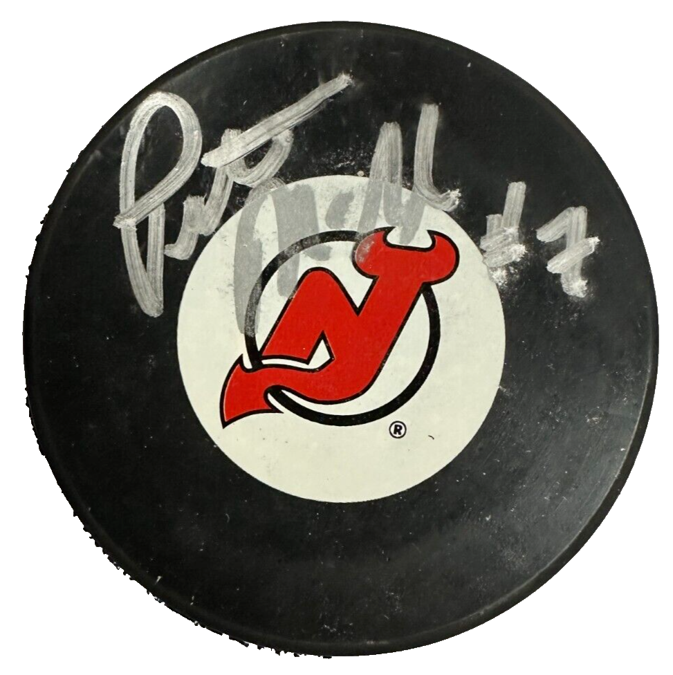 Peter McNab Autographed New Jersey Devils Hockey Puck NHL
