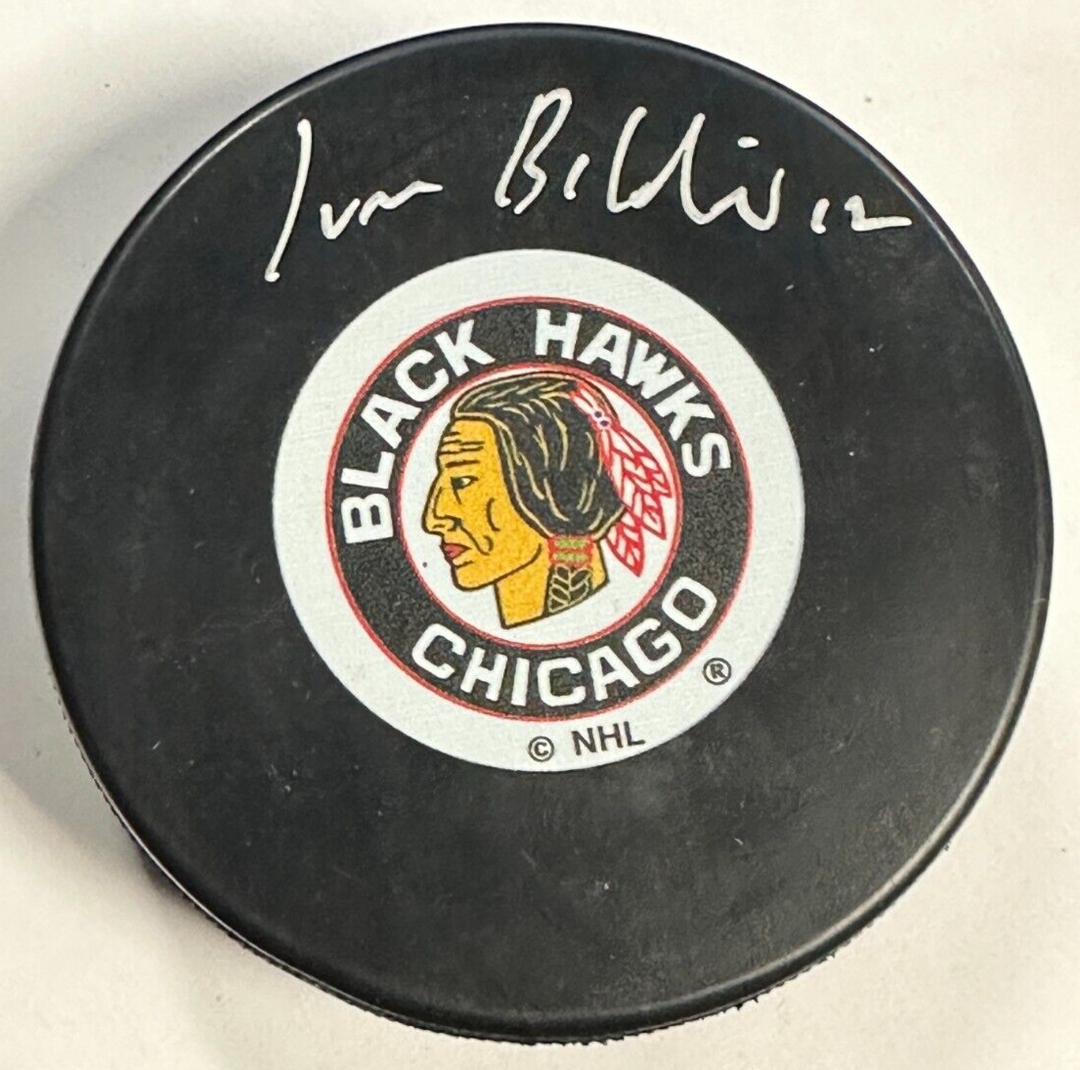 Ivan Boldirev Autographed Chicago Black Hawks Hockey Puck NHL