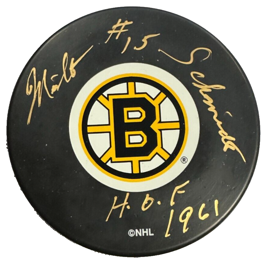 Milt Schmidt Autographed Boston Bruins Hockey Puck W/ HOF 1961