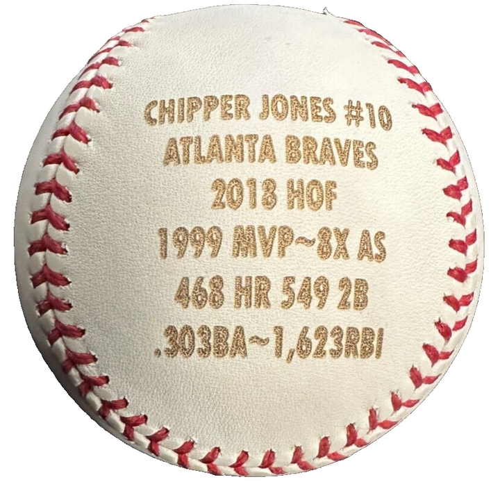 Chipper Jones Autographed Career Stats Commemorative Baseball PSA/DNA/100