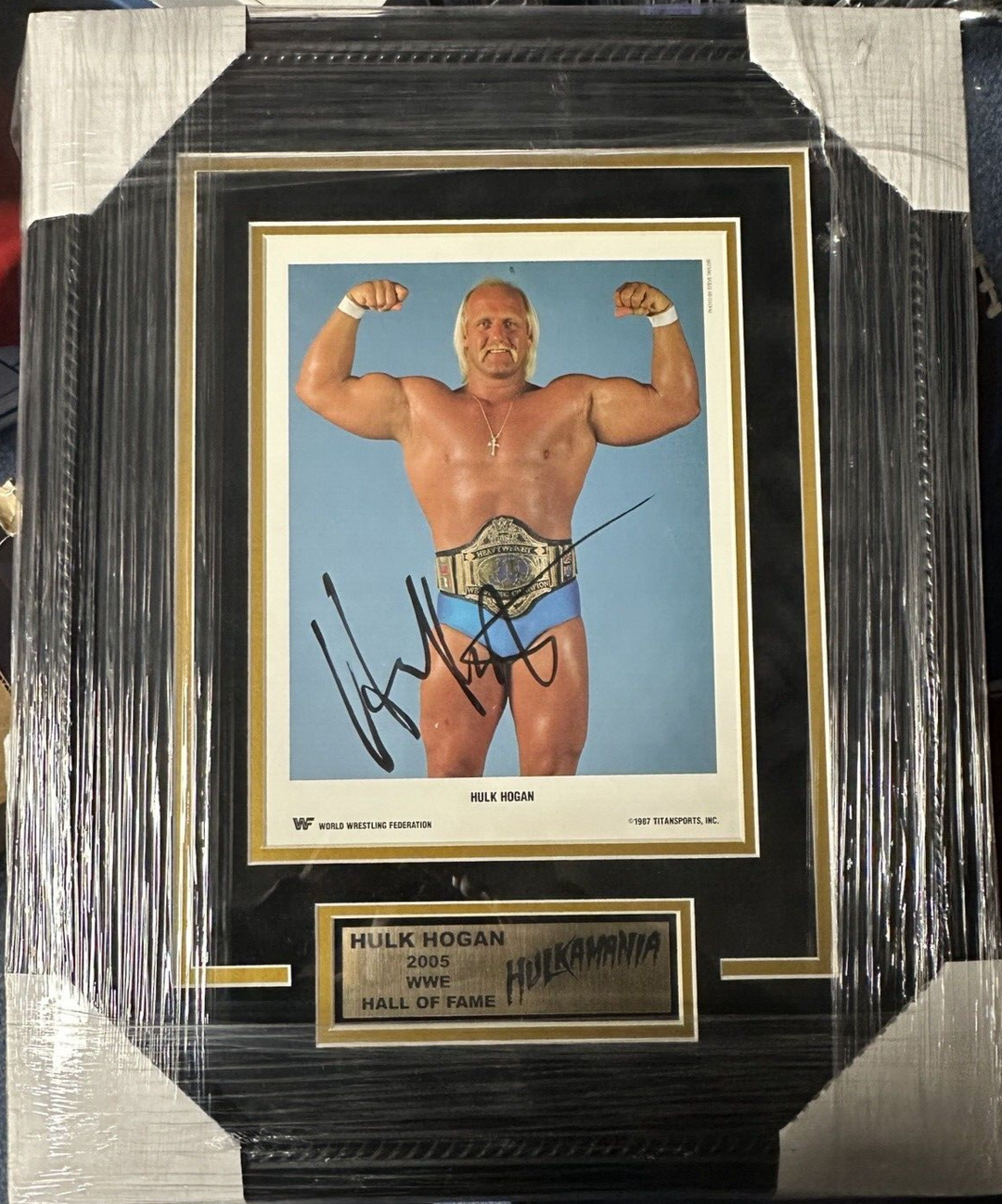Framed Hulk Hogan Autographed Original 1987 WWF Promo Photo BAS