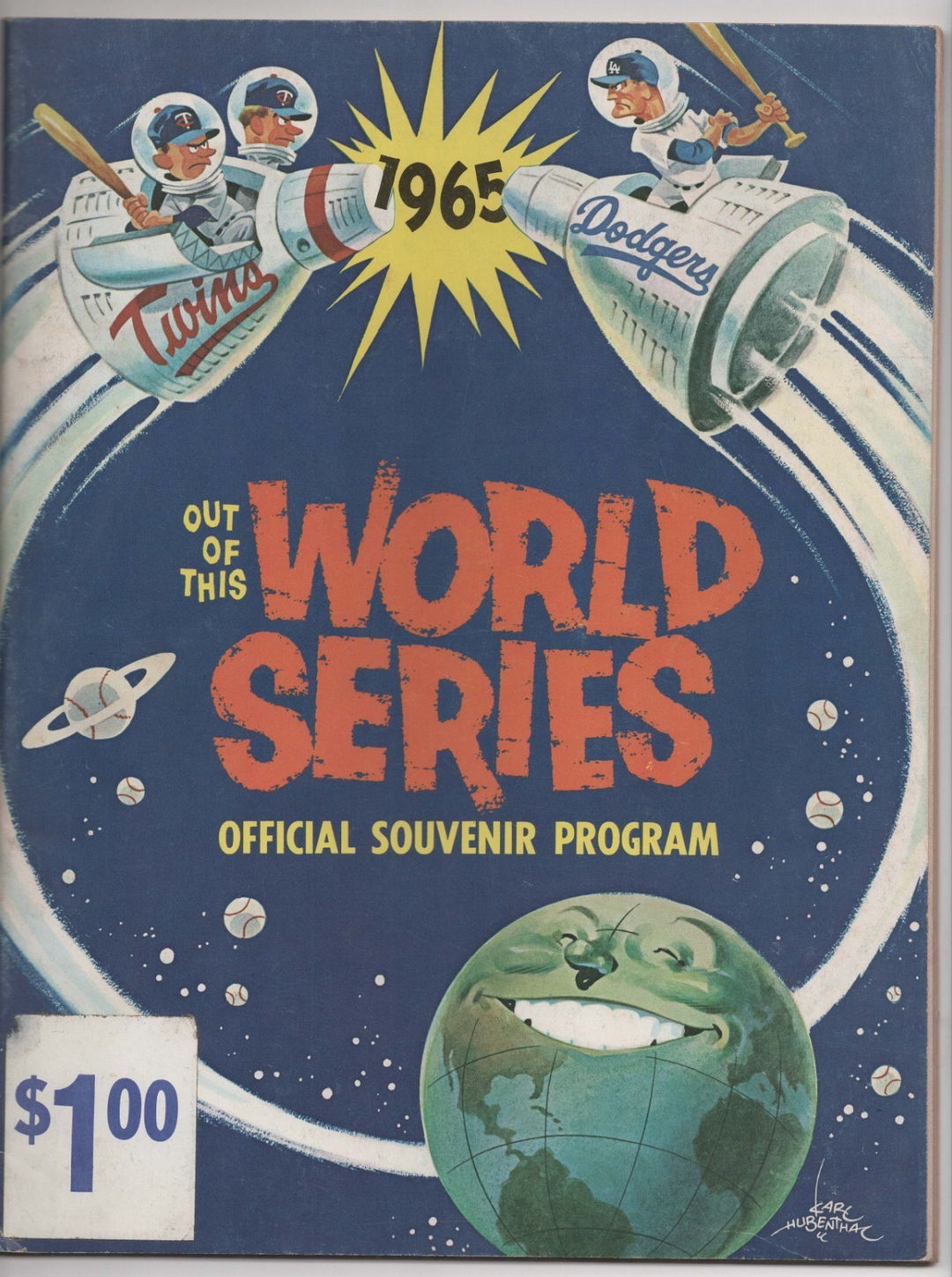 1965 World Series Program Los Angeles Dodgers & Minnesota Twins Game 3 Scored