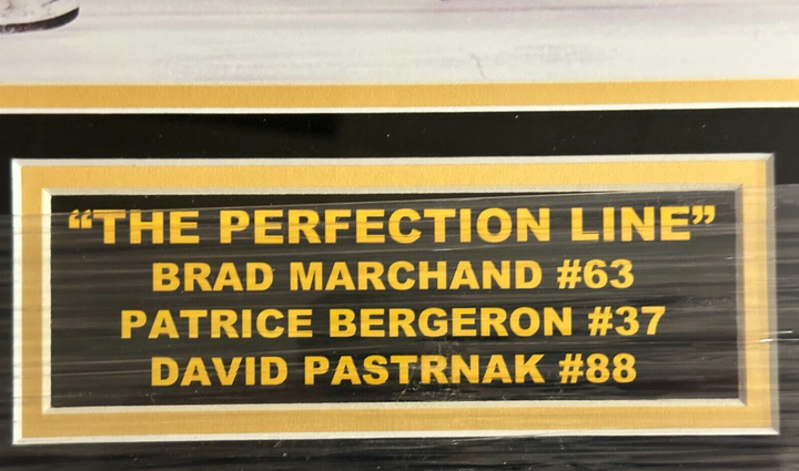 The Perfection Line Autographed 16x20 Photo Bergeron Marchand Pastrnak Hologram