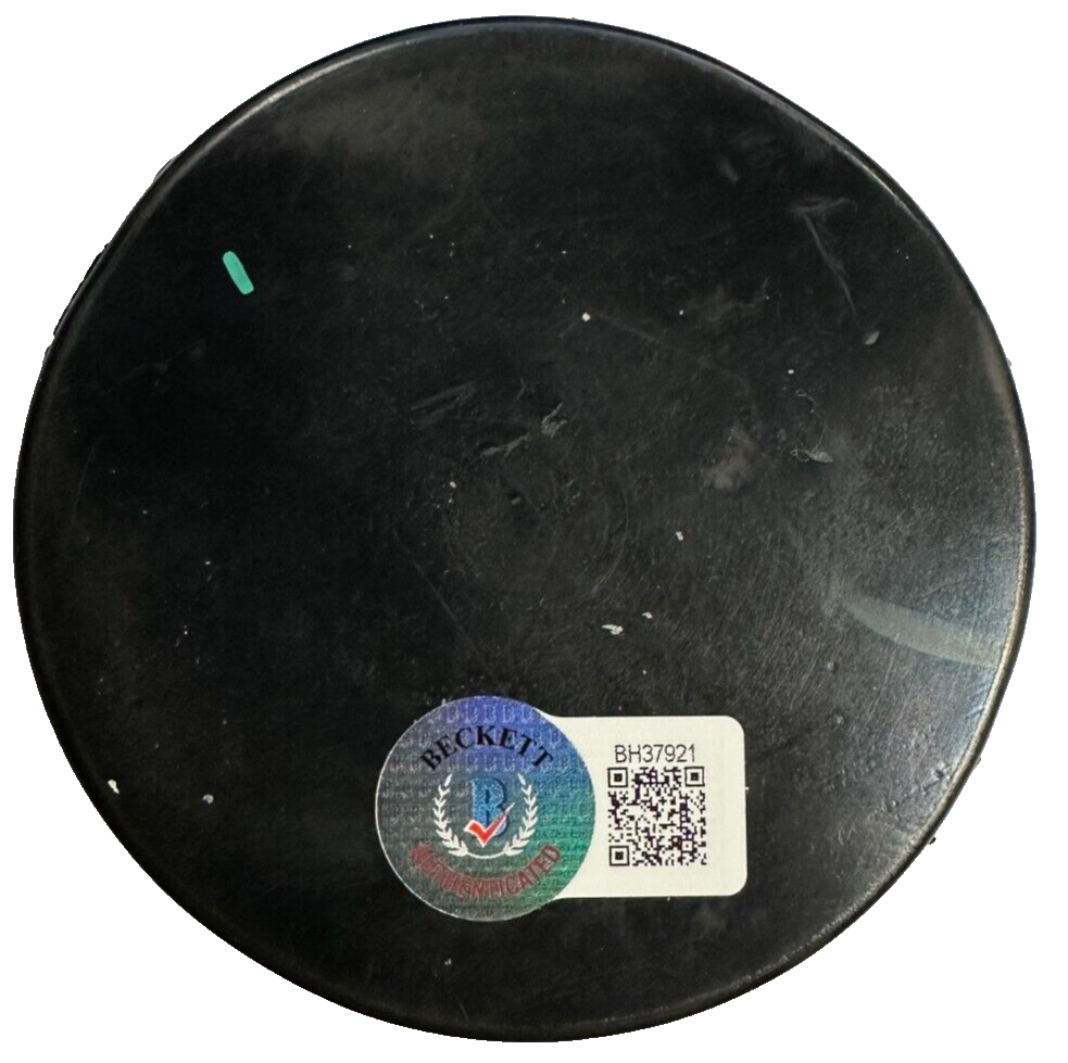 Bobby Hull Autographed Hockey Hall of Fame Puck W/ HOF 83 BAS Blackhawks
