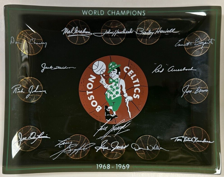 1968-69 Boston Celtics World Champions Glass Candy Dish / Ashtray