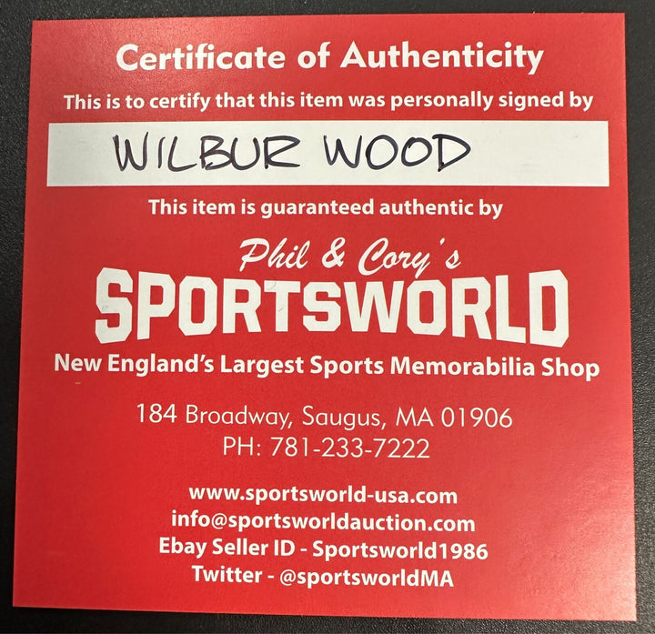 Wilbur Wood Autographed Baseball W/ Last Player to Start Both Ends of DH 1973