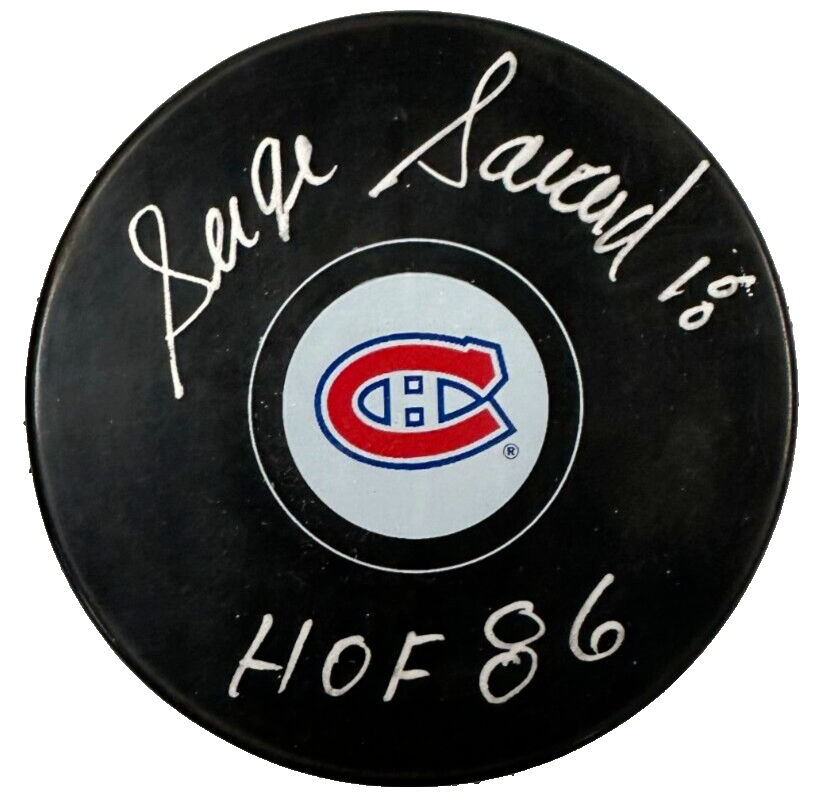 Serge Savard Autographed Montreal Canadiens Puck W/ HOF 86 JSA