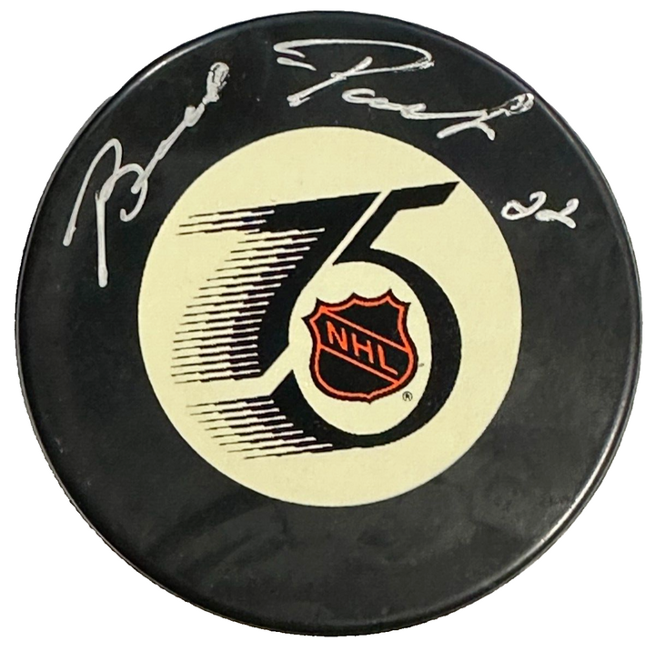 Brad Park Autographed NHL 75th Anniversary Hockey Game Puck HOF BAS